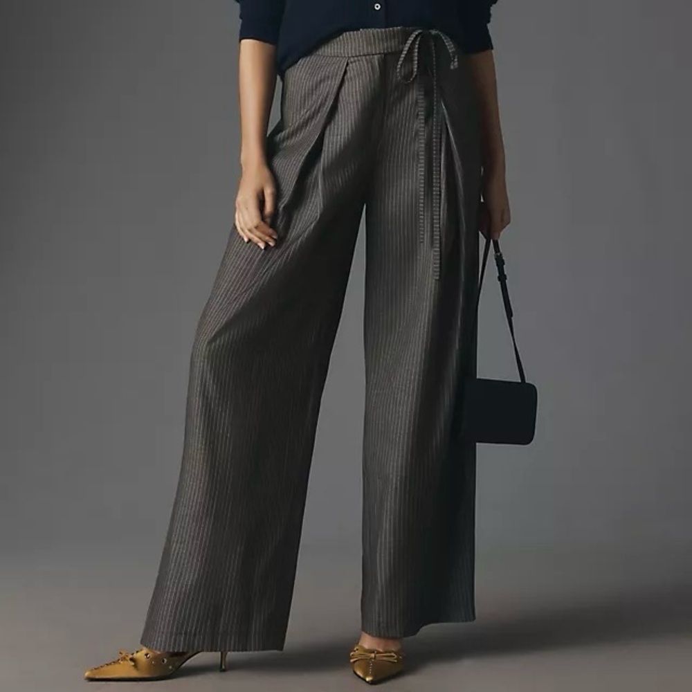 avec les filles wide leg pinstriped trousers